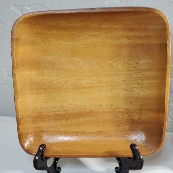 Acacia Wood Plate 6"x6" Square - Picture 2 of 5